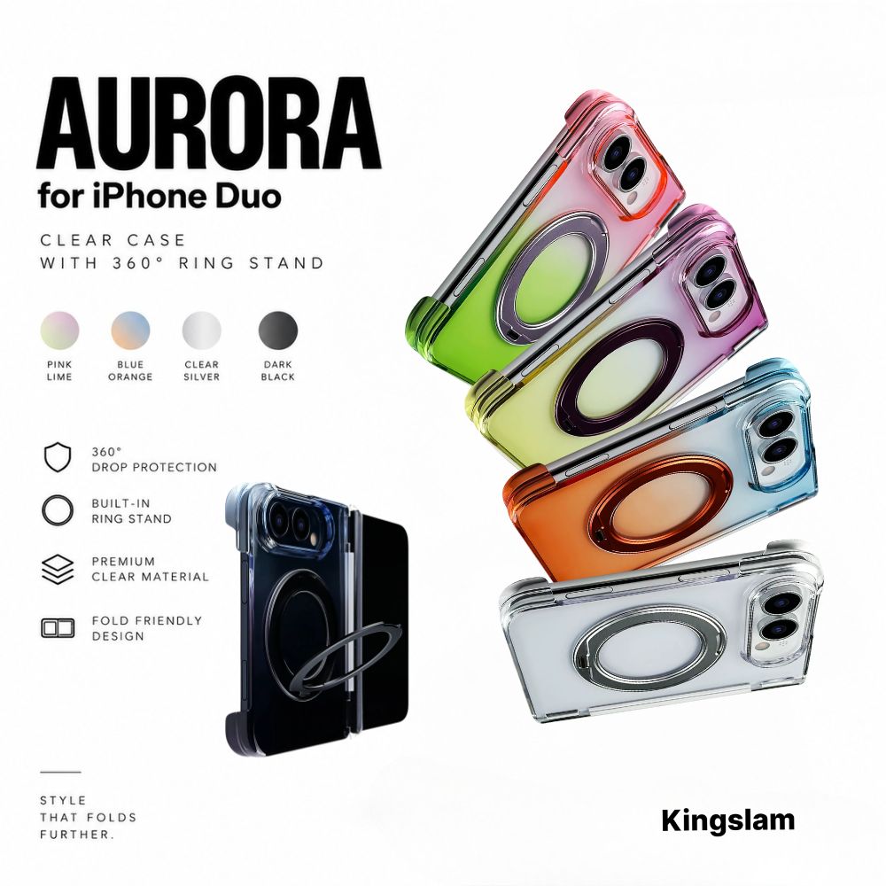 AURORA™ Clear Case with 360° Ring Stand for iPhone Duo