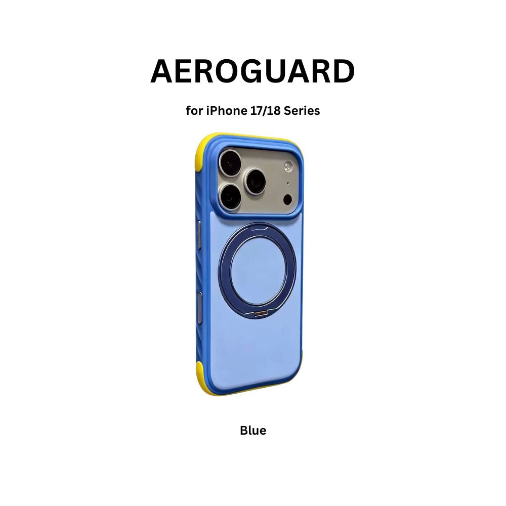 AEROGUARD™ Air Cushion Case with 360° Ring Stand – iPhone 17/18 Series