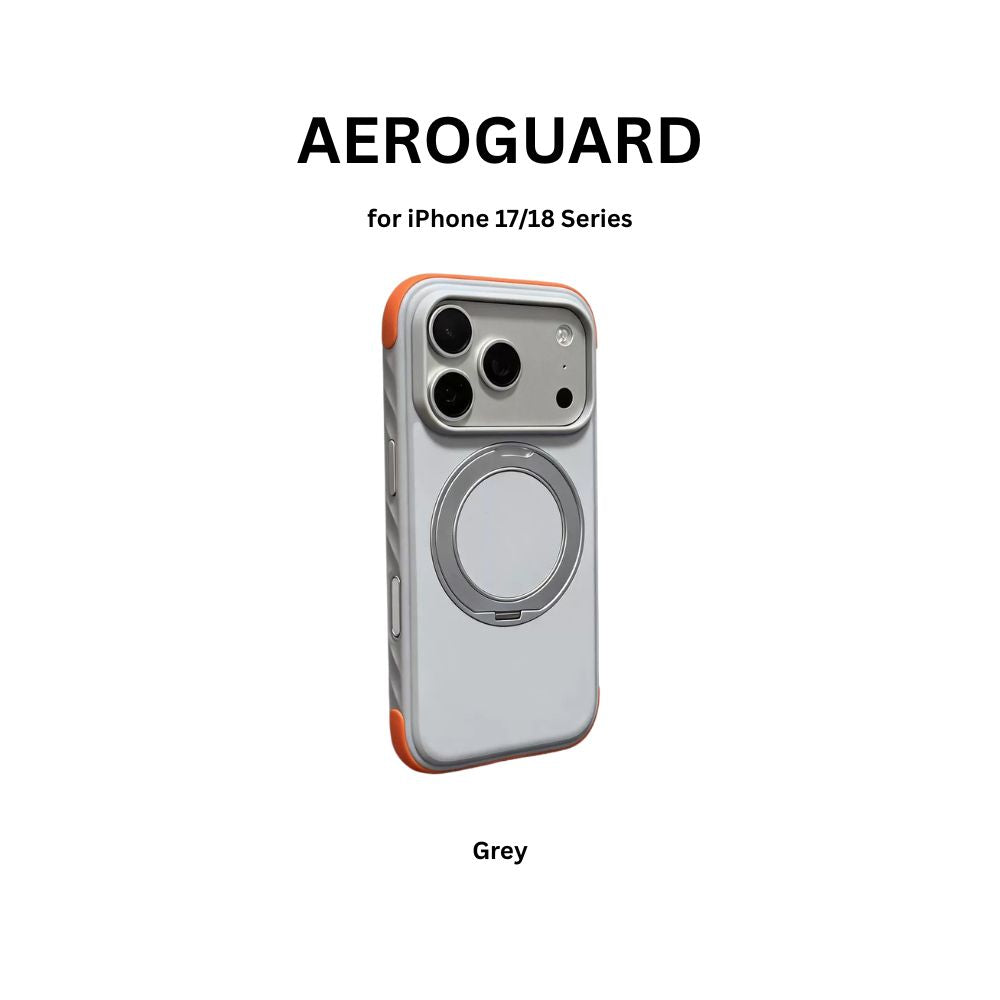 AEROGUARD™ Air Cushion Case with 360° Ring Stand – iPhone 17/18 Series