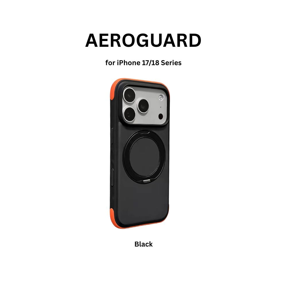 AEROGUARD™ Air Cushion Case with 360° Ring Stand – iPhone 17/18 Series